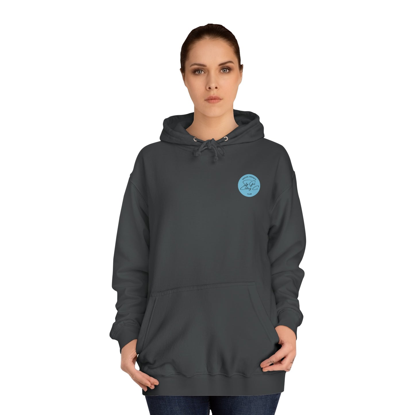 I live in my Comfort Zone Unisex College Hoodie- Standard Colour Logo Back