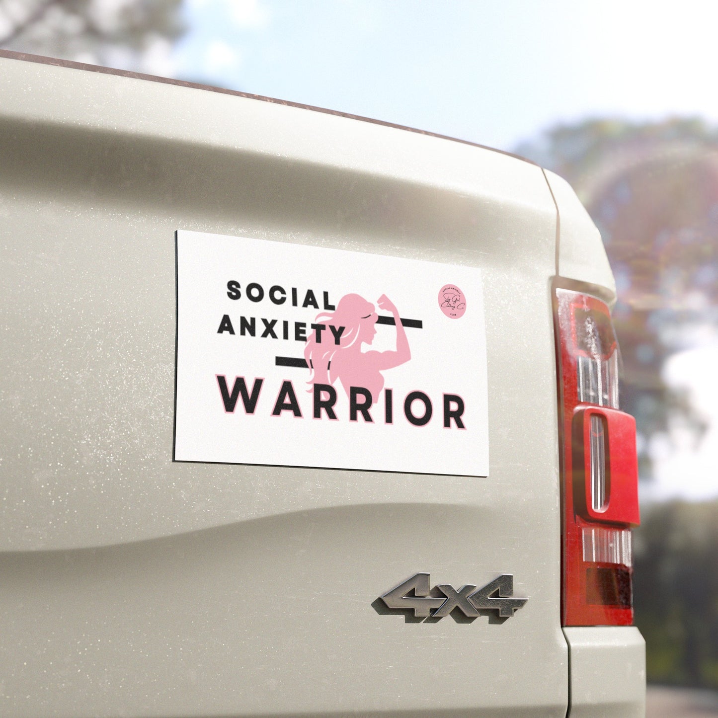 Social Anxiety Warrior Car Magnet- Standard Girl Power logo