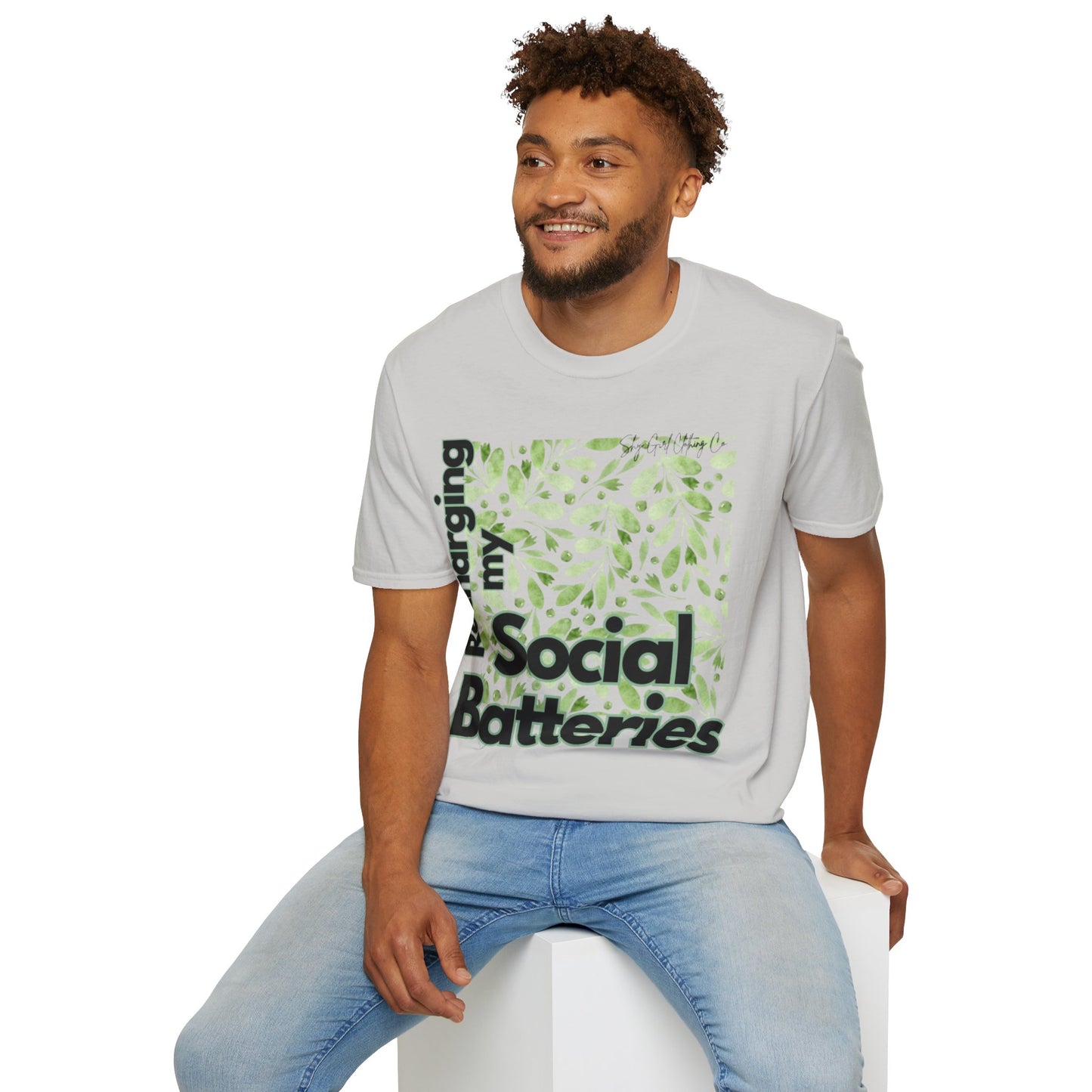 Recharging my Social Batteries Unisex Softstyle T-Shirt- Floral