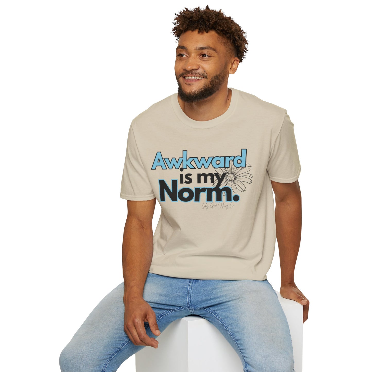 Awkward is my Norm Blue Unisex Softstyle T-Shirt- Floral
