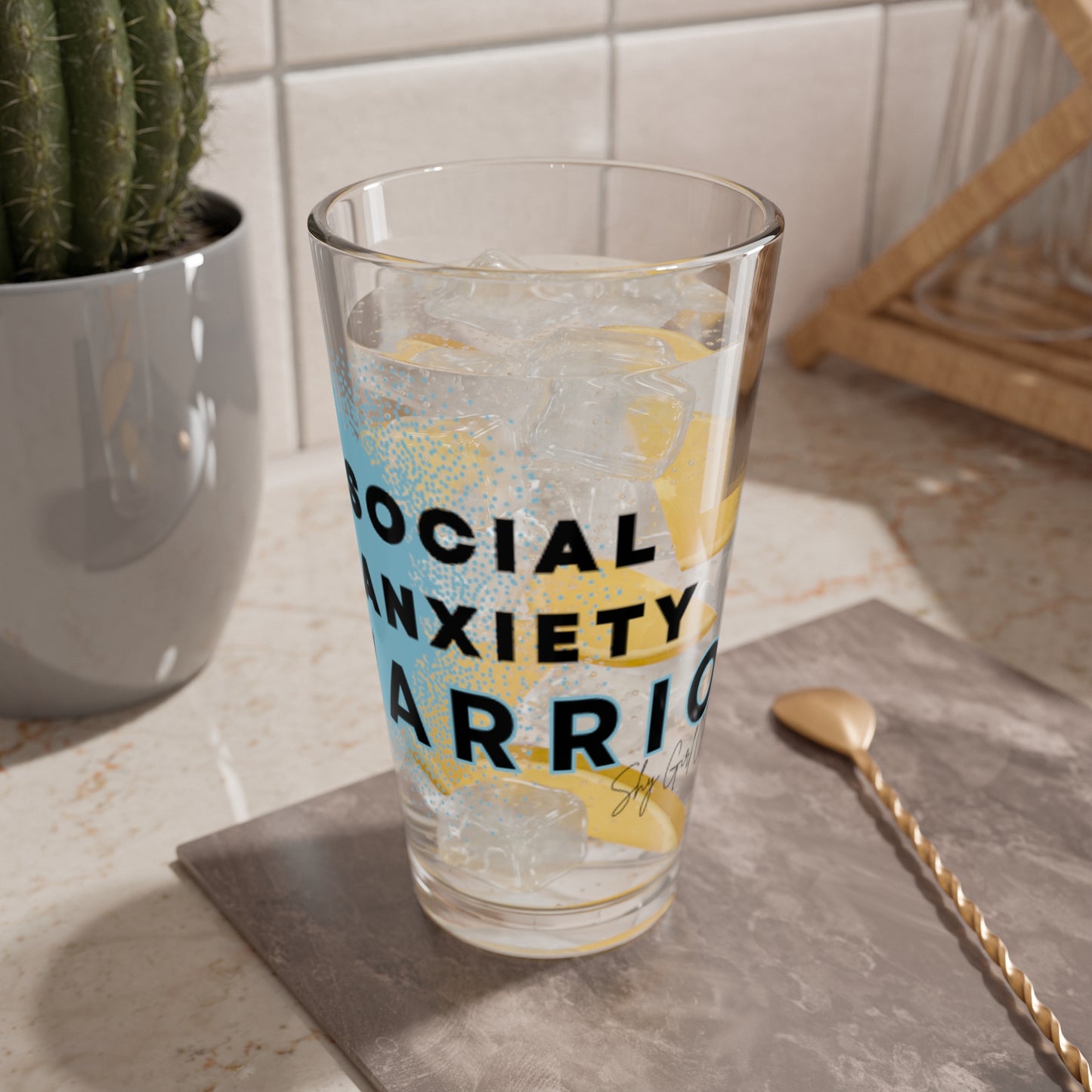 Social Anxiety Warrior Glass, 16oz