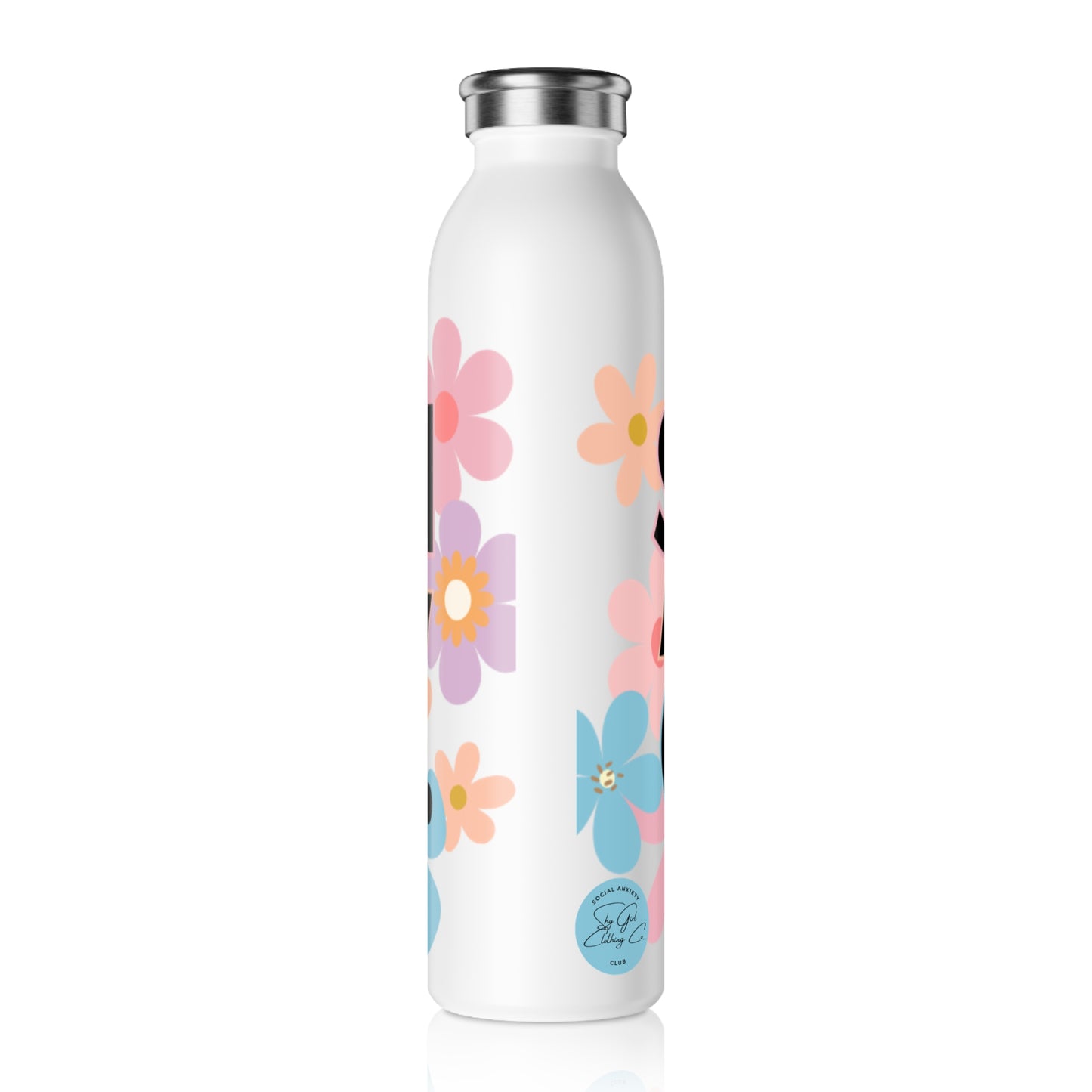 Social Anxiety Club Slim Water Bottle- Floral
