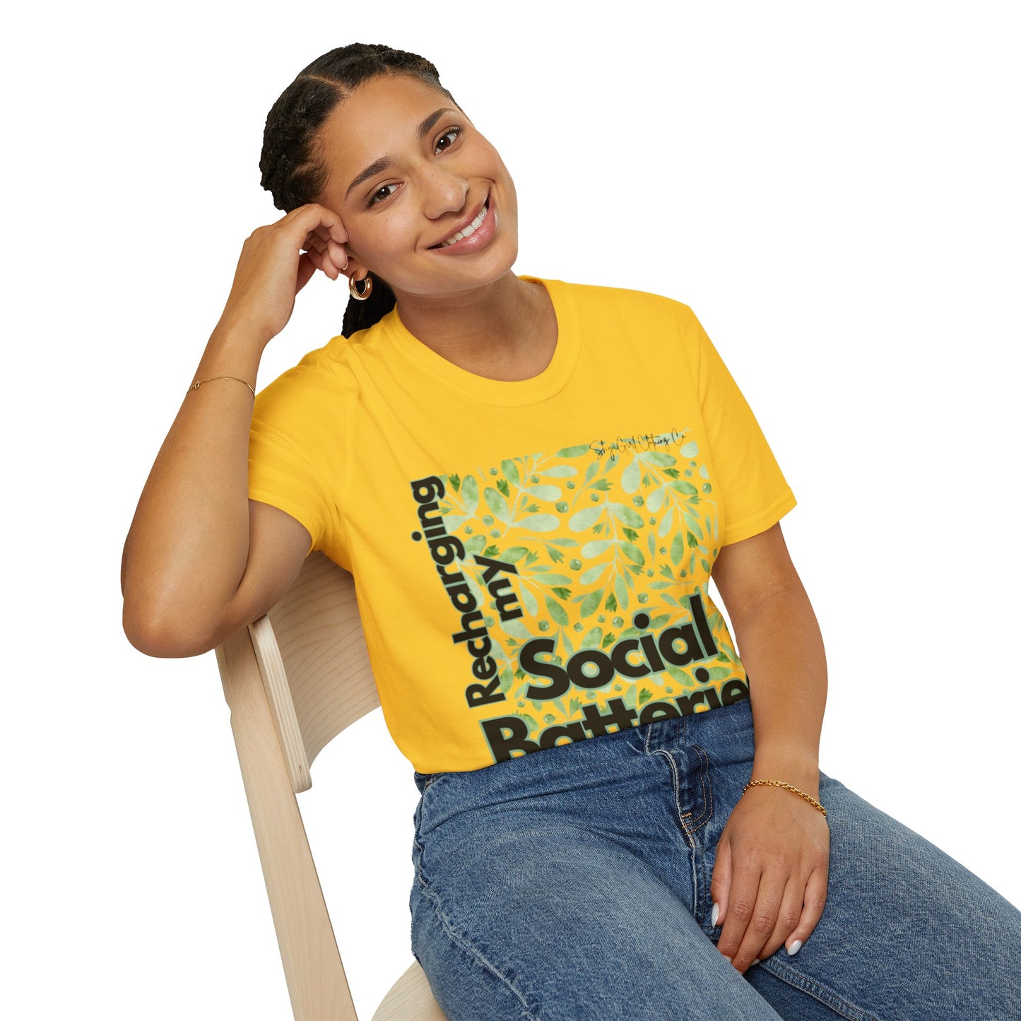 Recharging my Social Batteries Unisex Softstyle T-Shirt- Floral