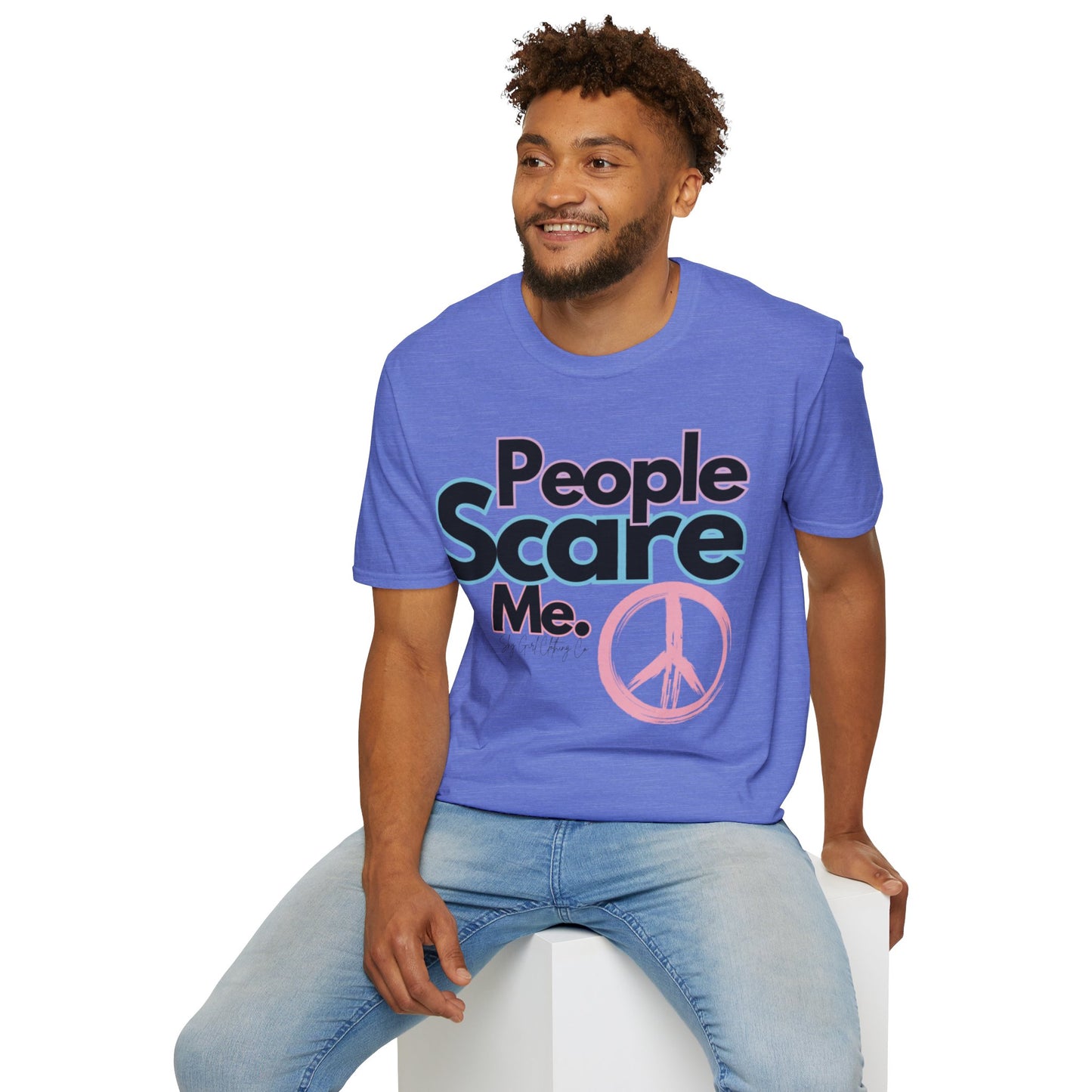 People Scare Me Unisex Softstyle T-Shirt- Peace Sign