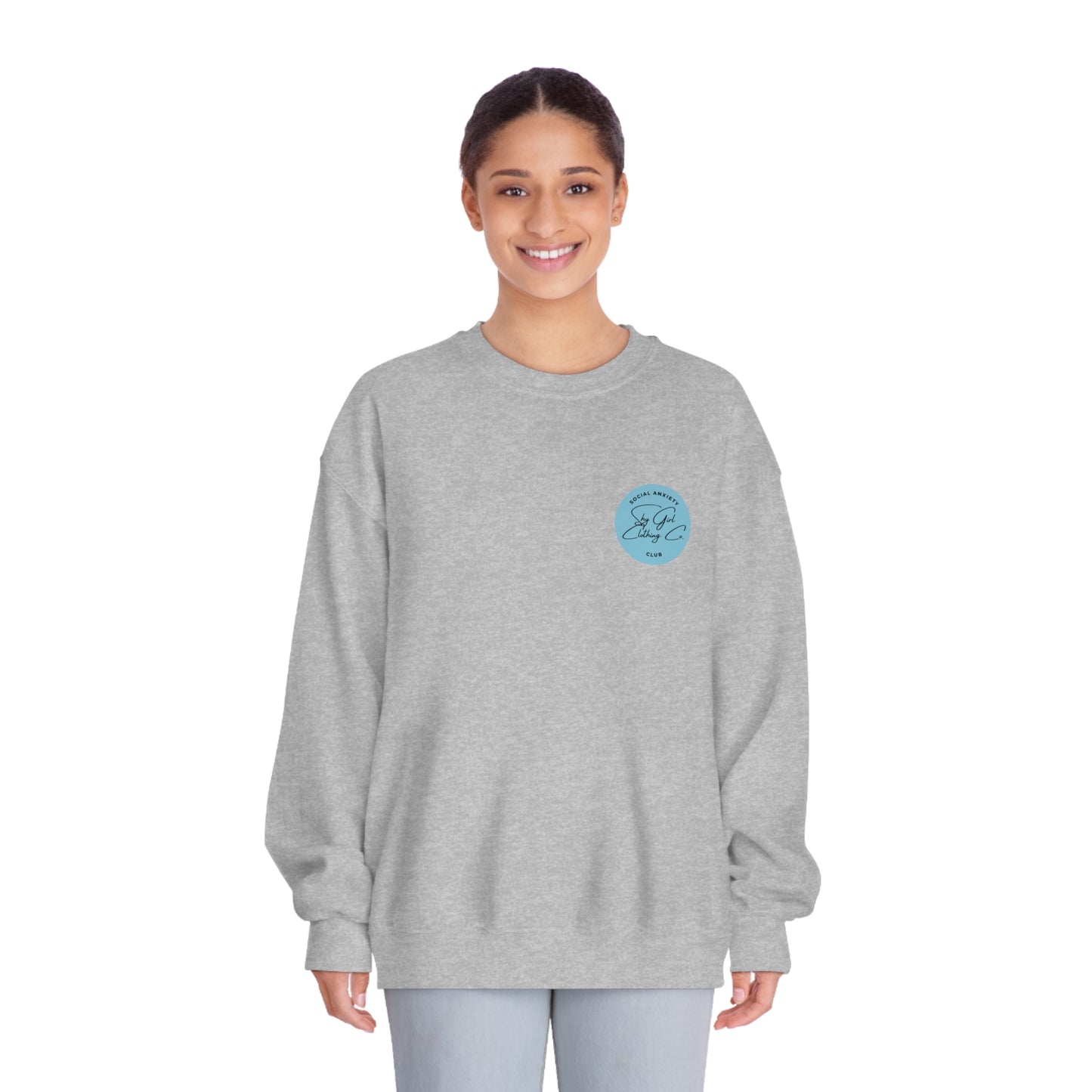 Being Socially Awkward Unisex DryBlend® Crewneck Sweatshirt- Standard Square Logo Back
