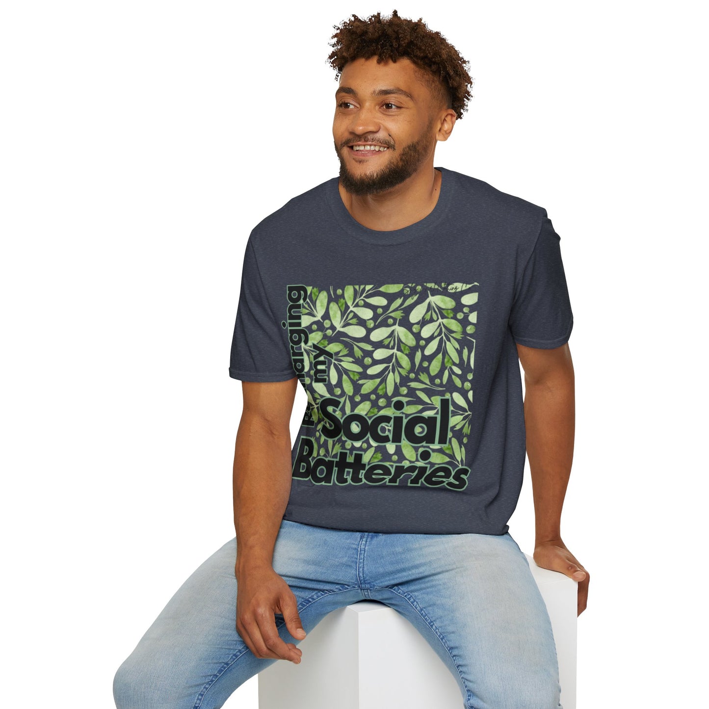 Recharging my Social Batteries Unisex Softstyle T-Shirt- Floral