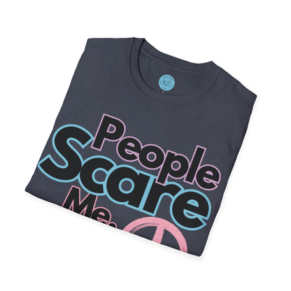People Scare Me Unisex Softstyle T-Shirt- Peace Sign