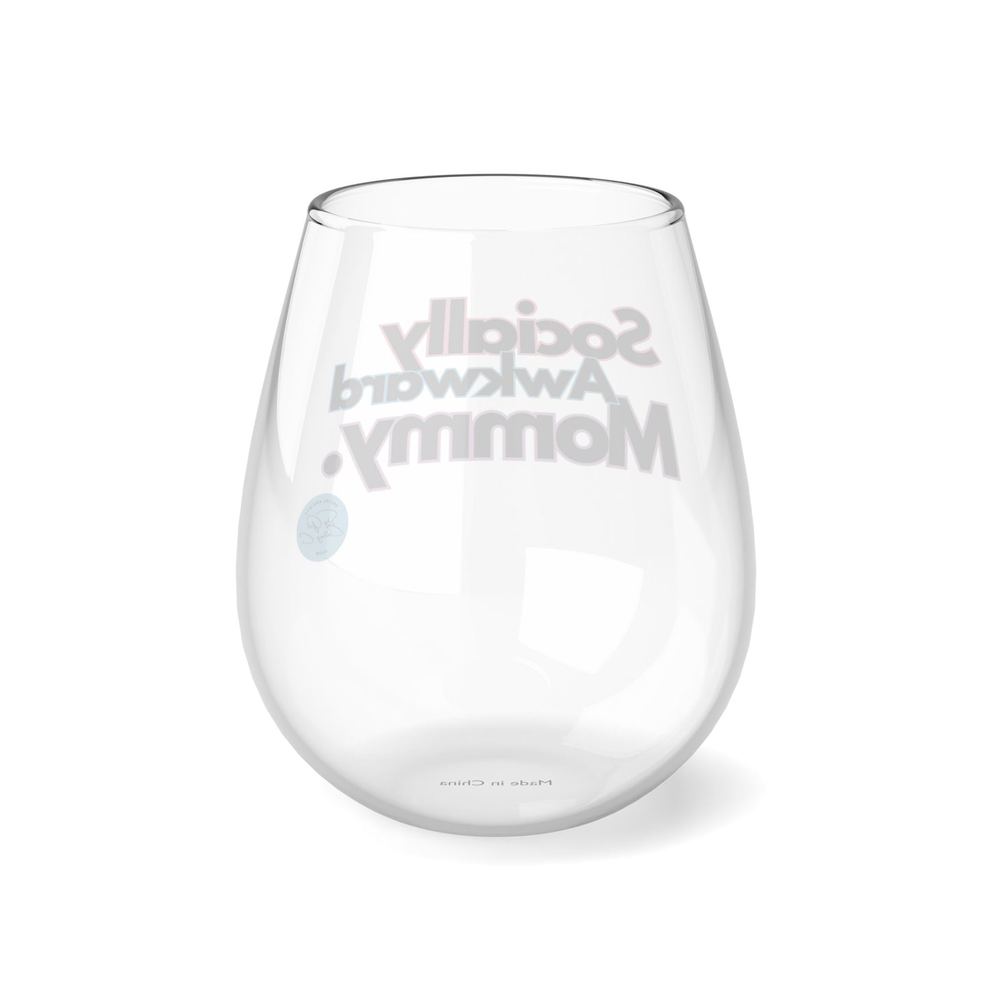 Socially Awkward Mommy Stemless Wine Glass, 11.75oz