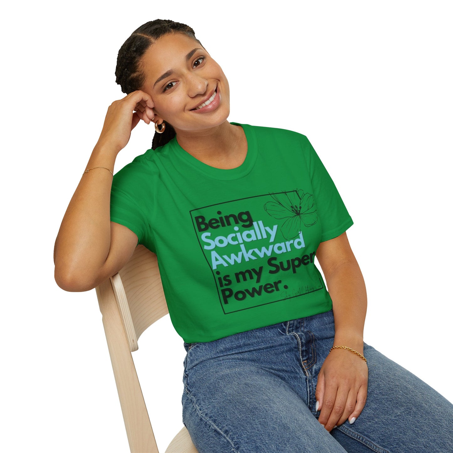 Being Socially Awkward is my Super Power Unisex Softstyle T-Shirt- Boxed Floral