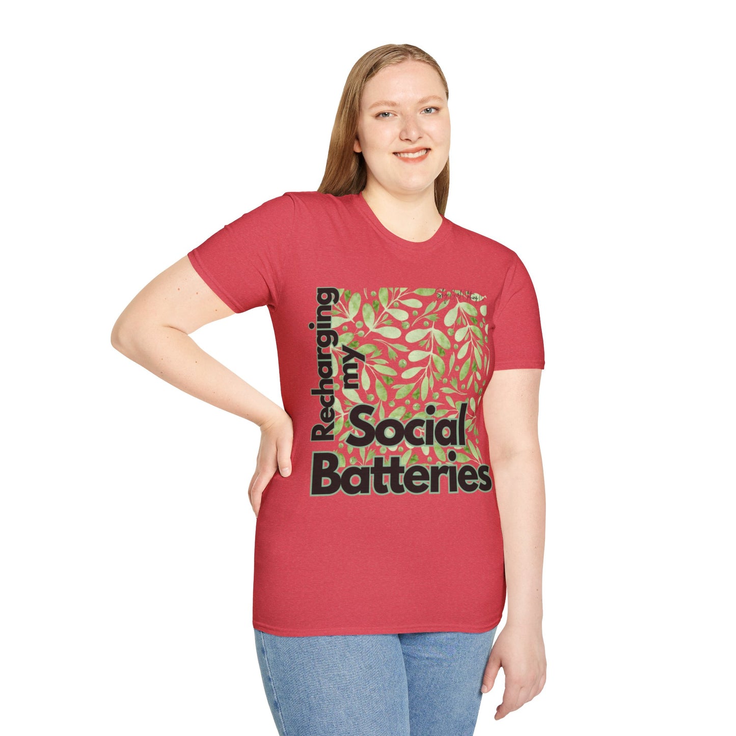 Recharging my Social Batteries Unisex Softstyle T-Shirt- Floral