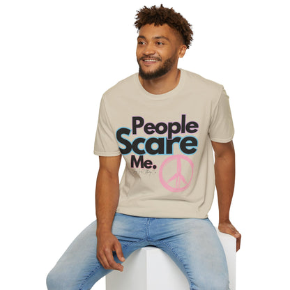 People Scare Me Unisex Softstyle T-Shirt- Peace Sign