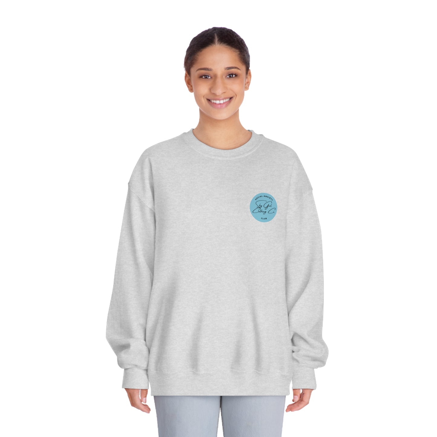 Social Anxiety Warrior Unisex DryBlend® Crewneck Sweatshirt- Standard Scribble Logo Back