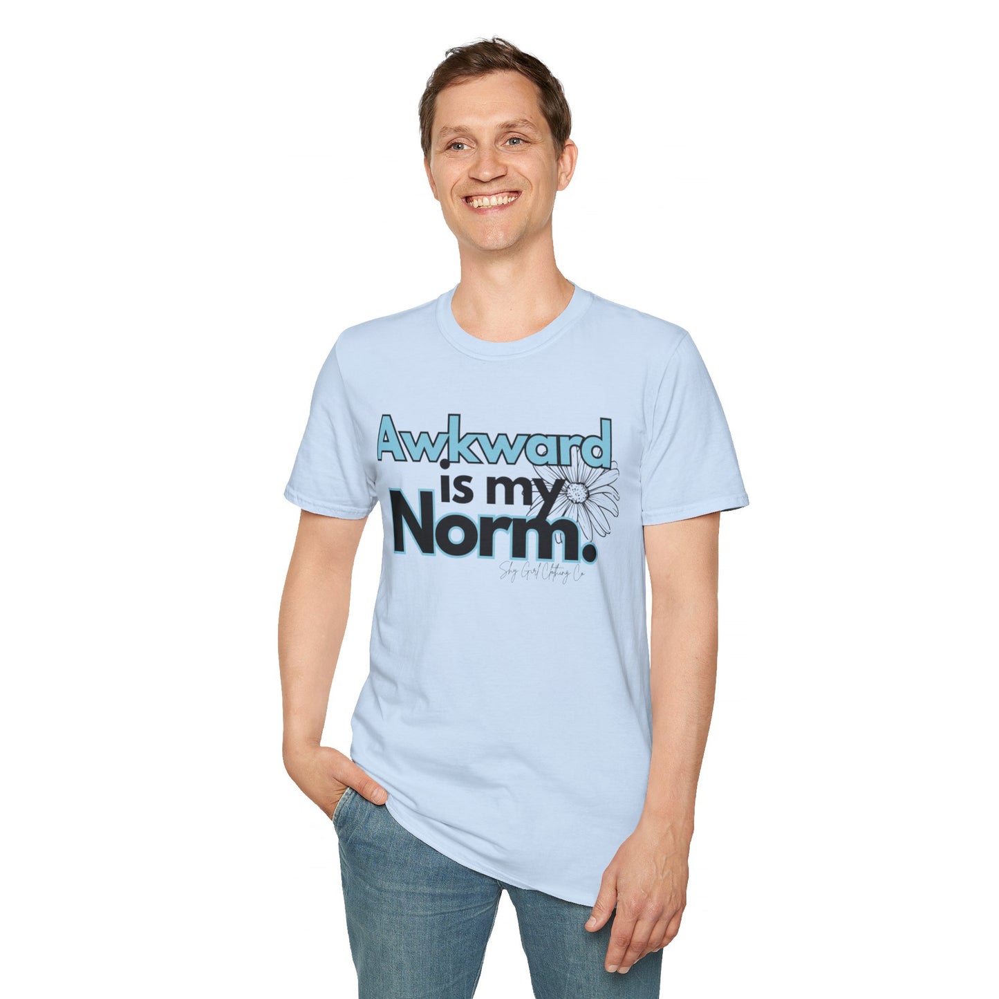 Awkward is my Norm Blue Unisex Softstyle T-Shirt- Floral