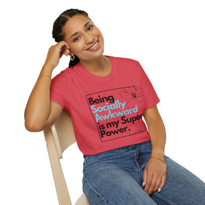 Being Socially Awkward is my Super Power Unisex Softstyle T-Shirt- Boxed Floral