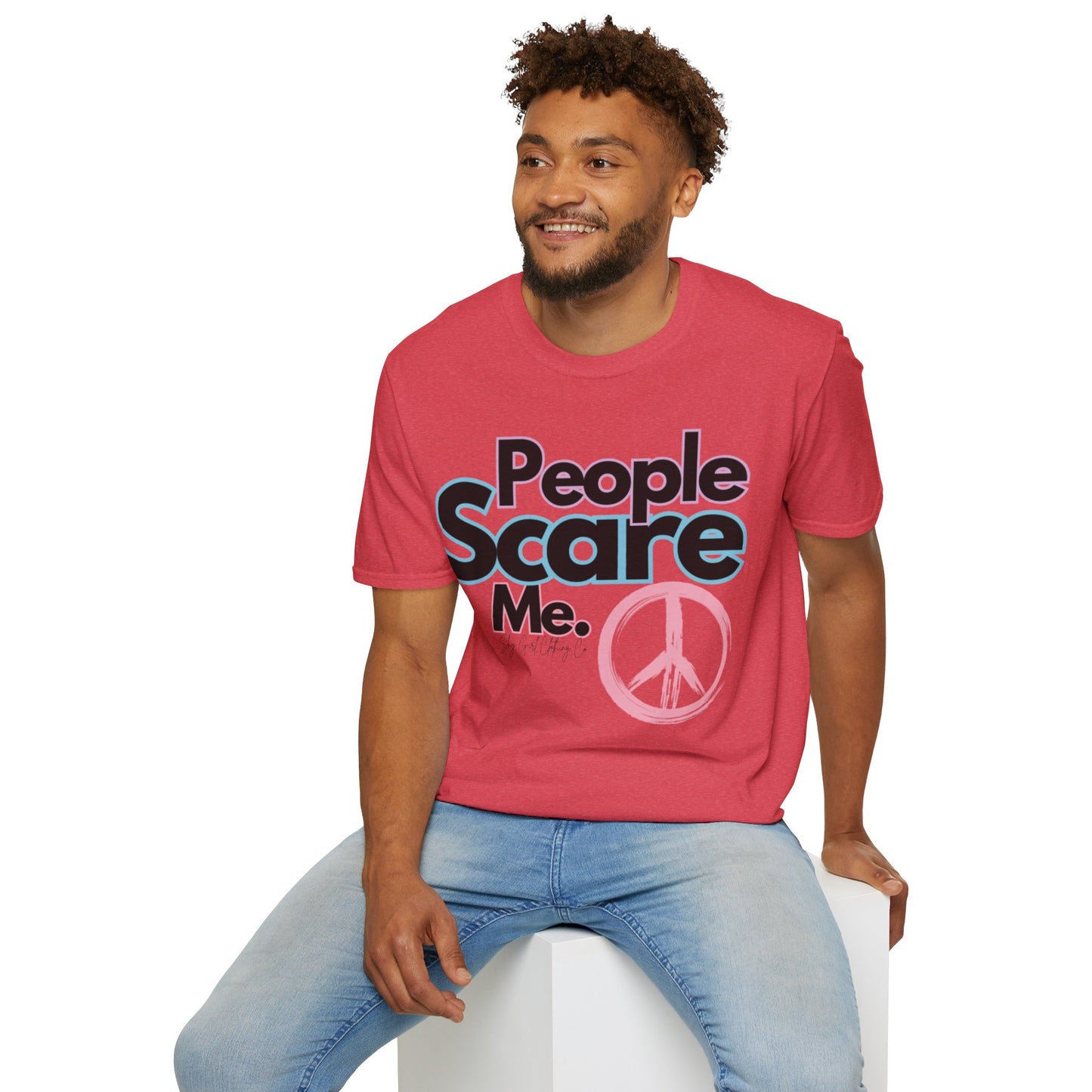 People Scare Me Unisex Softstyle T-Shirt- Peace Sign