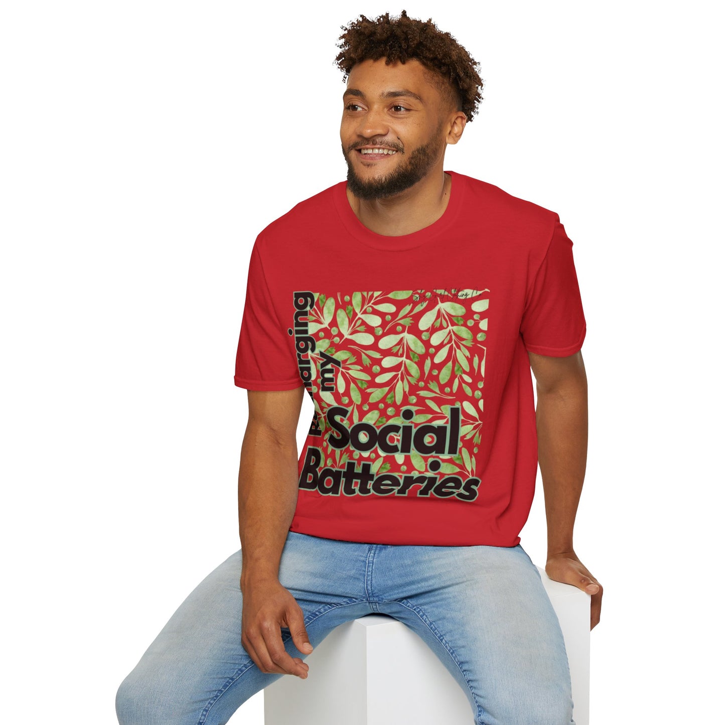 Recharging my Social Batteries Unisex Softstyle T-Shirt- Floral