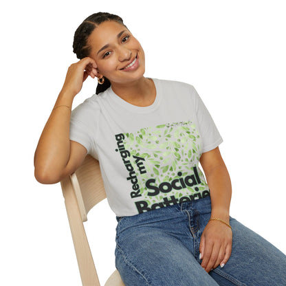 Recharging my Social Batteries Unisex Softstyle T-Shirt- Floral