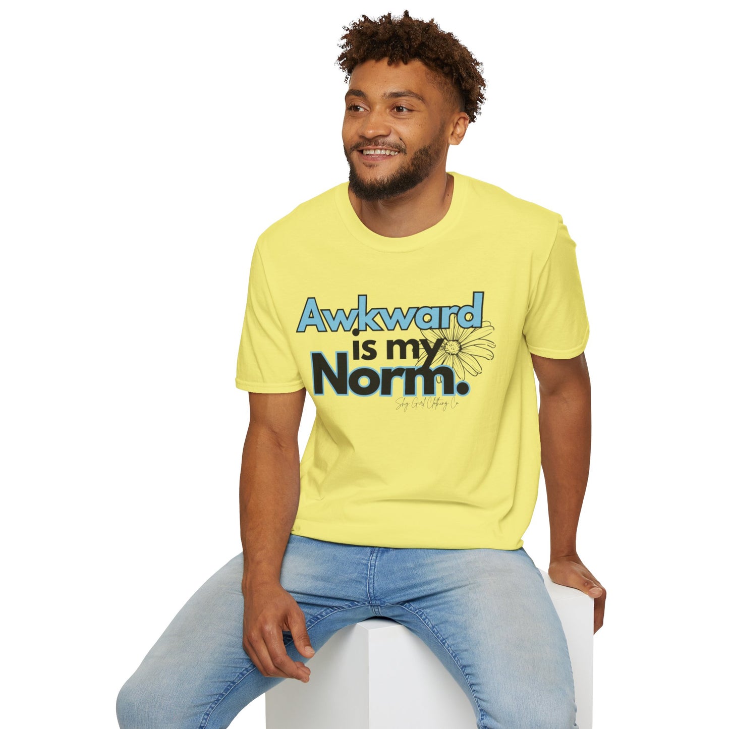 Awkward is my Norm Blue Unisex Softstyle T-Shirt- Floral
