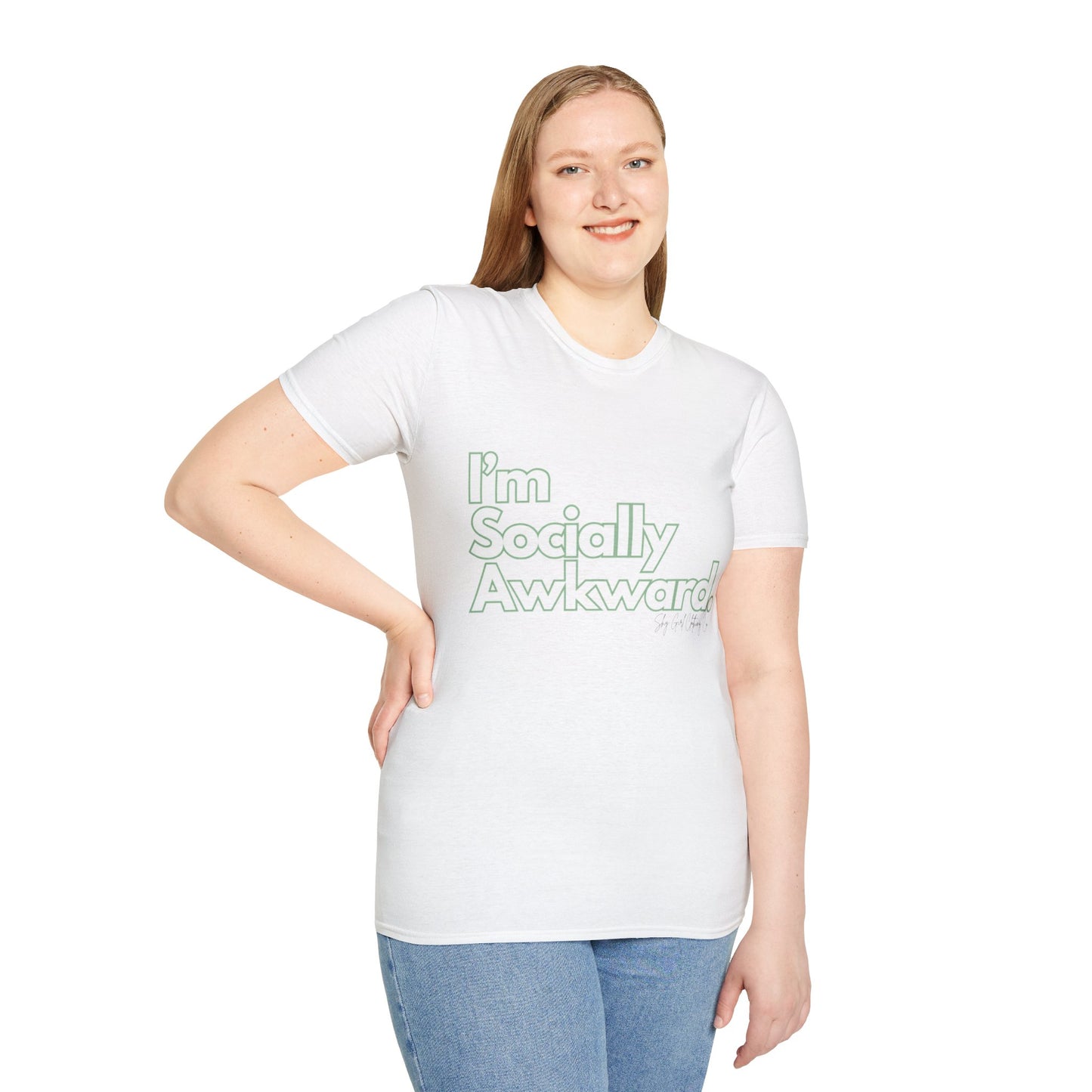 I'm Socially Awkward Unisex Softstyle T-Shirt-Logo White