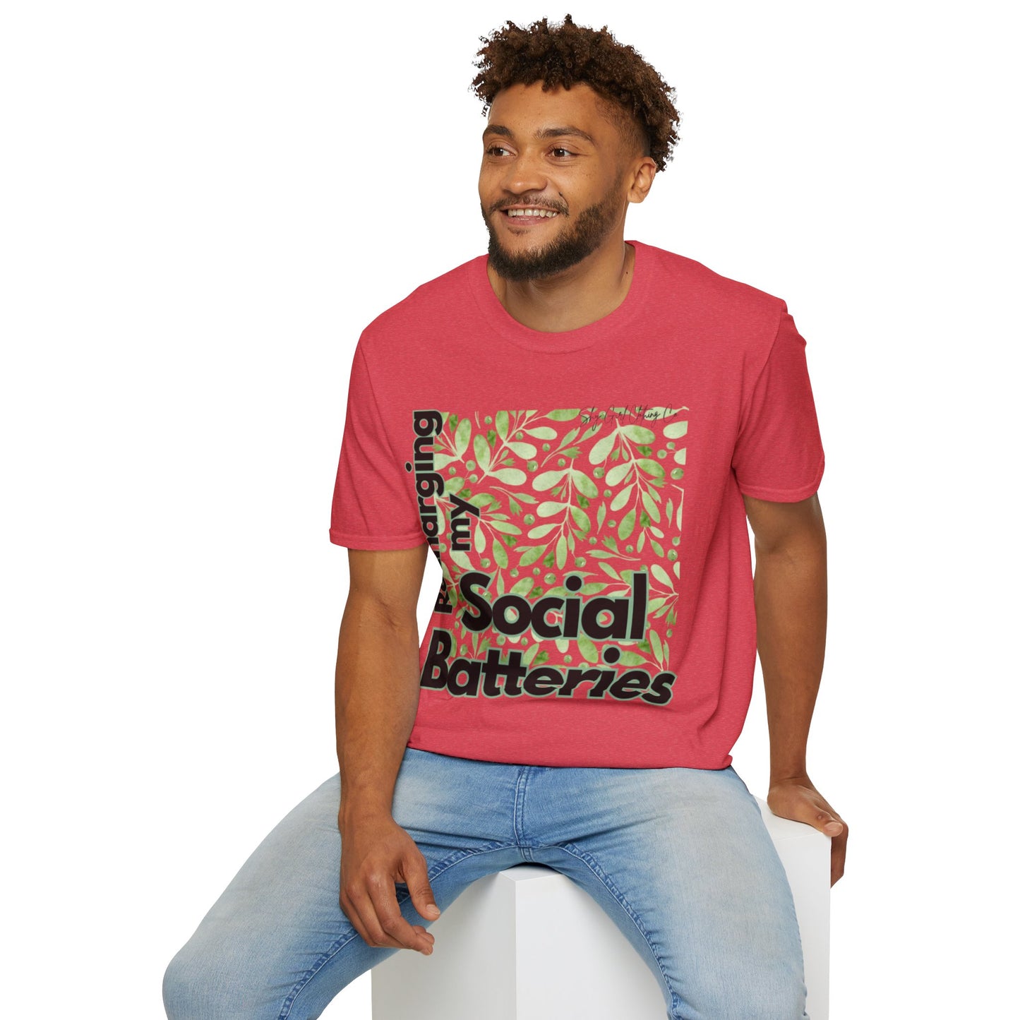 Recharging my Social Batteries Unisex Softstyle T-Shirt- Floral