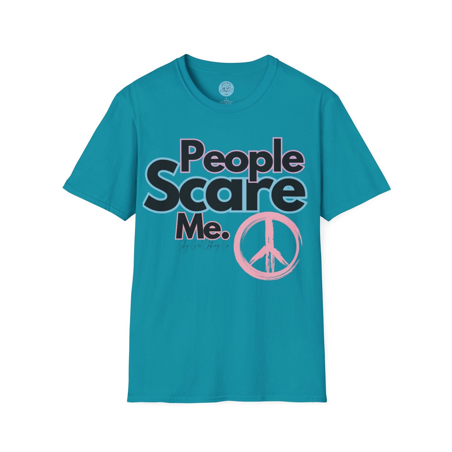 People Scare Me Unisex Softstyle T-Shirt- Peace Sign