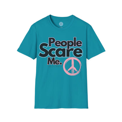 People Scare Me Unisex Softstyle T-Shirt- Peace Sign