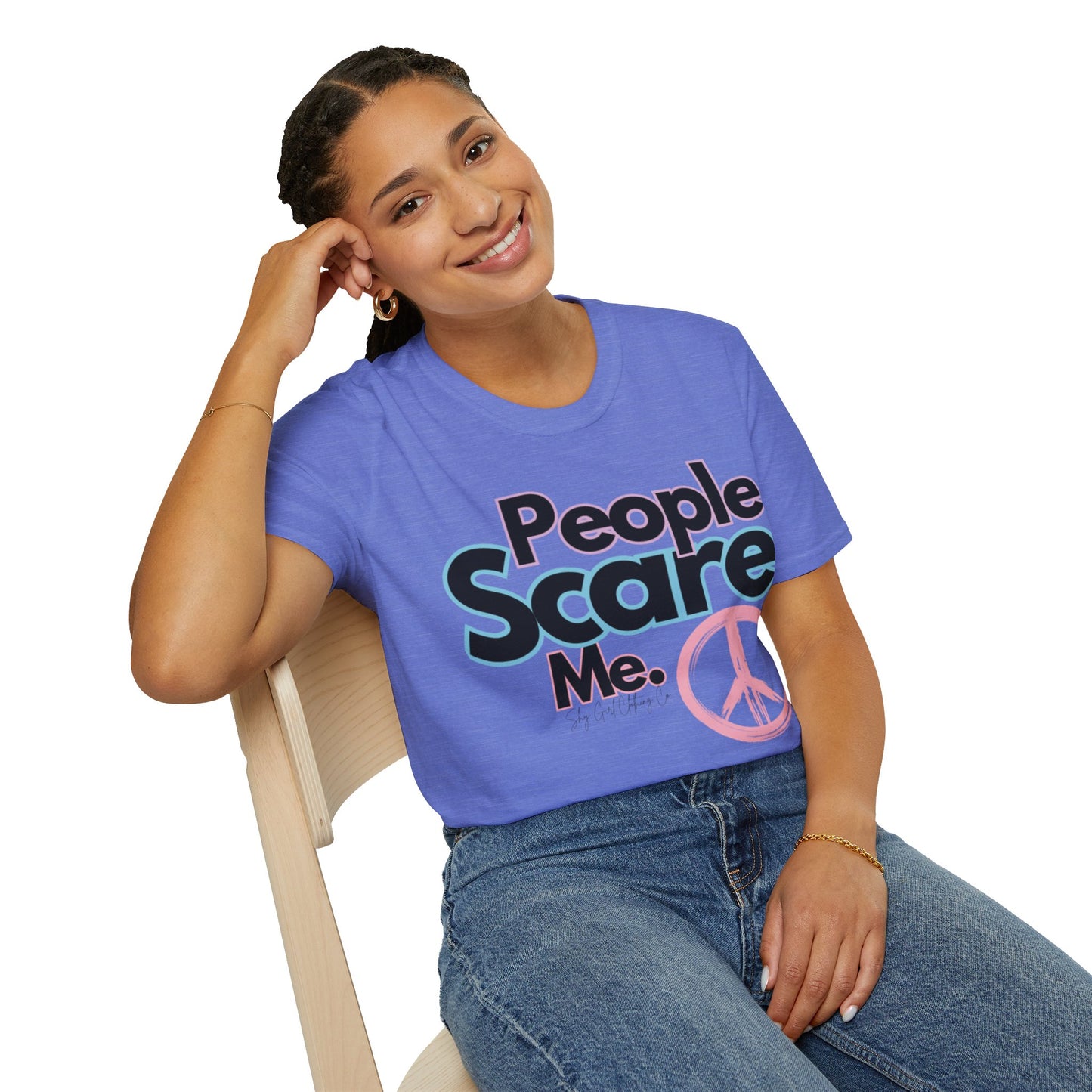 People Scare Me Unisex Softstyle T-Shirt- Peace Sign