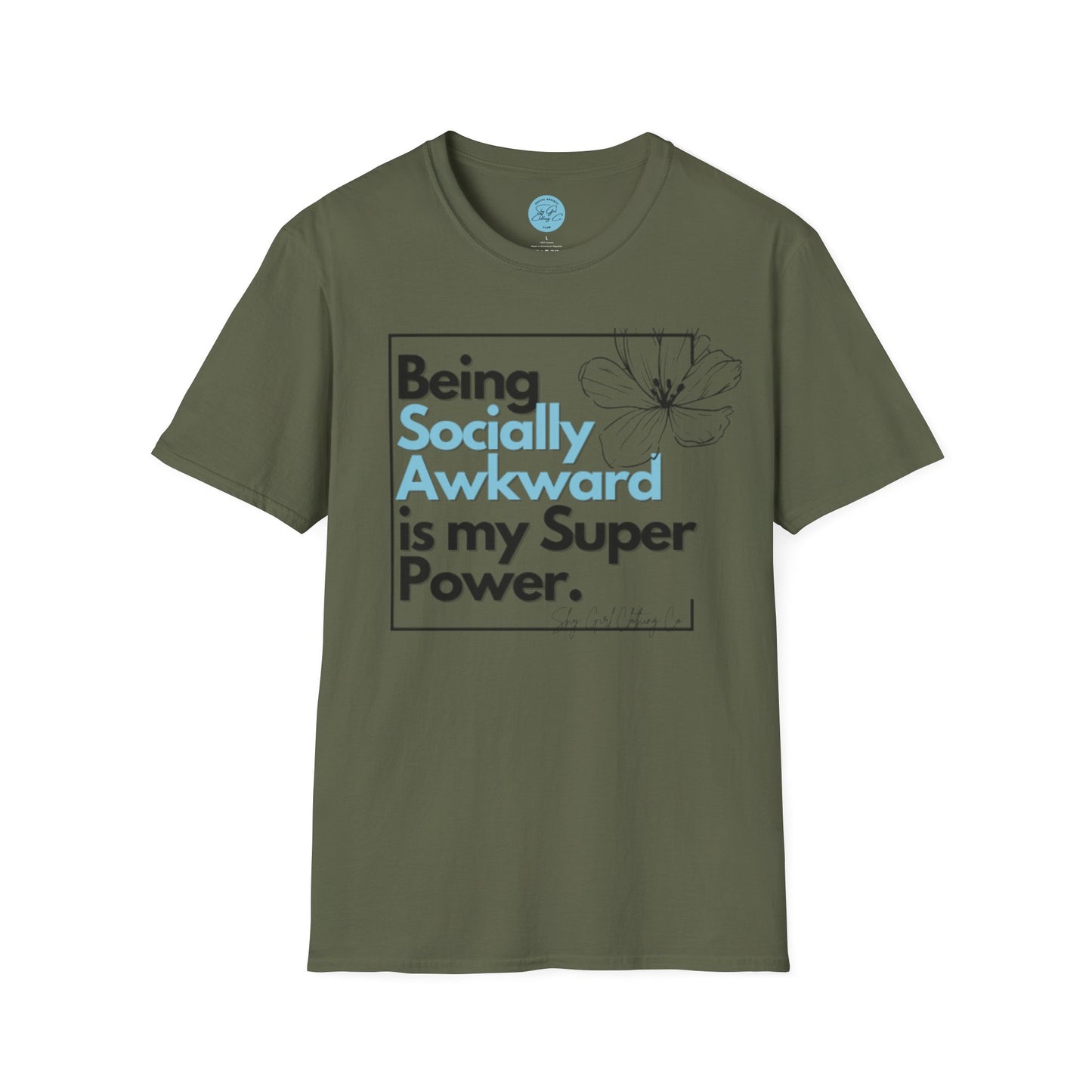 Being Socially Awkward is my Super Power Unisex Softstyle T-Shirt- Boxed Floral