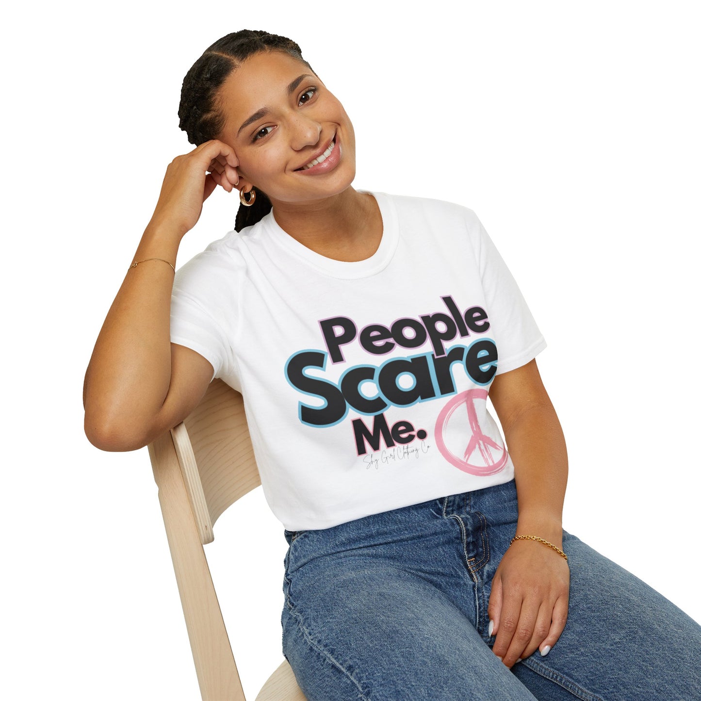 People Scare Me Unisex Softstyle T-Shirt- Peace Sign
