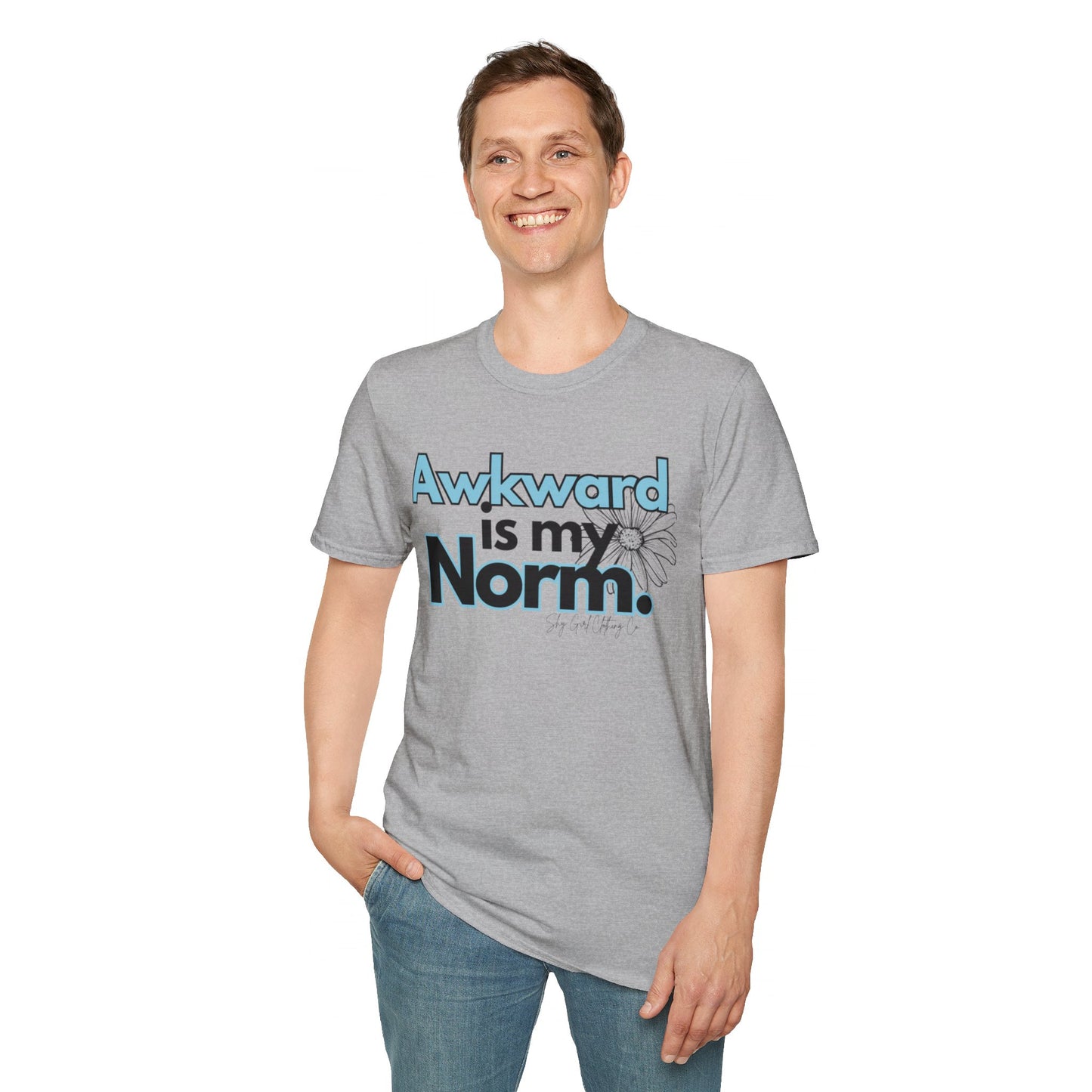 Awkward is my Norm Blue Unisex Softstyle T-Shirt- Floral