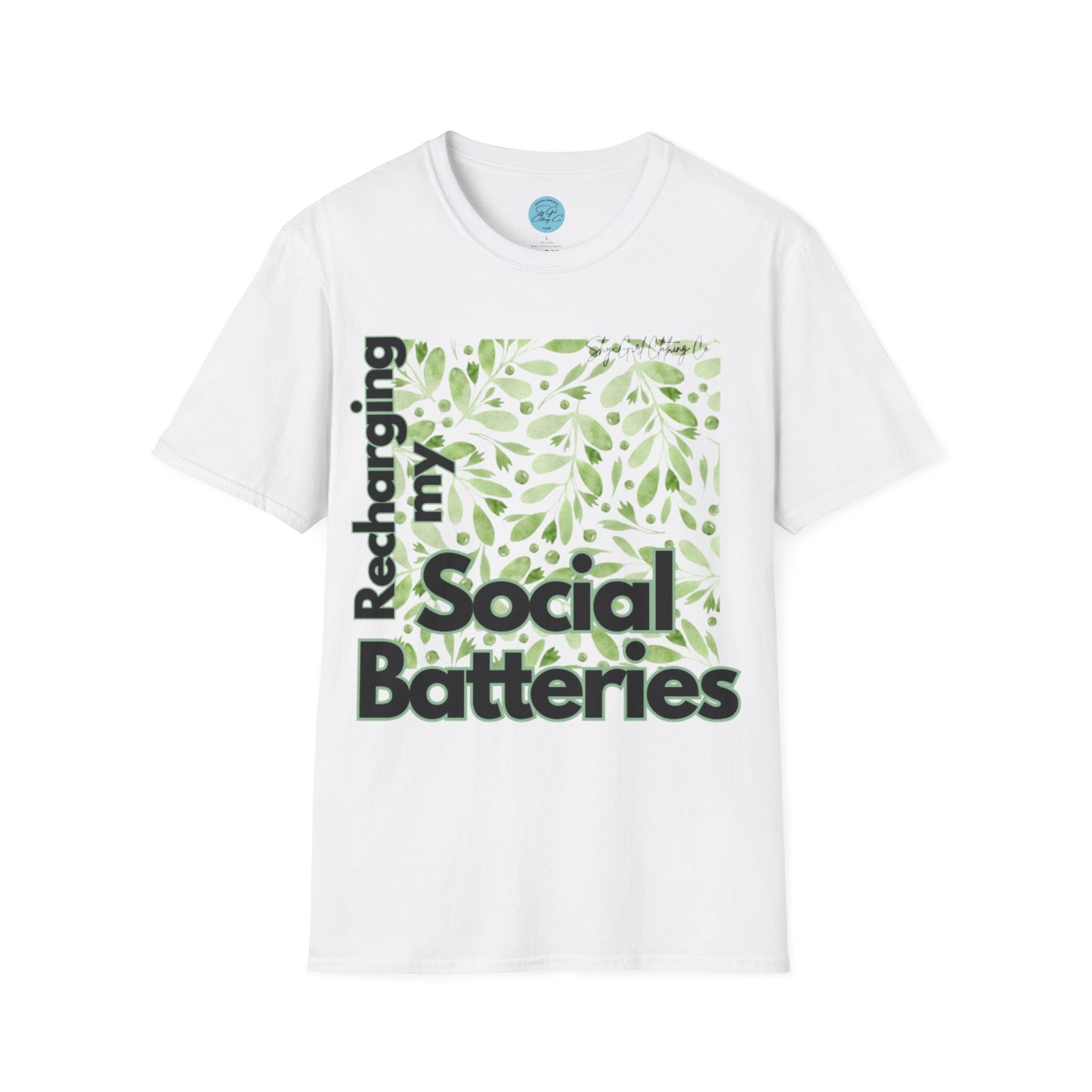 Recharging my Social Batteries Unisex Softstyle T-Shirt- Floral