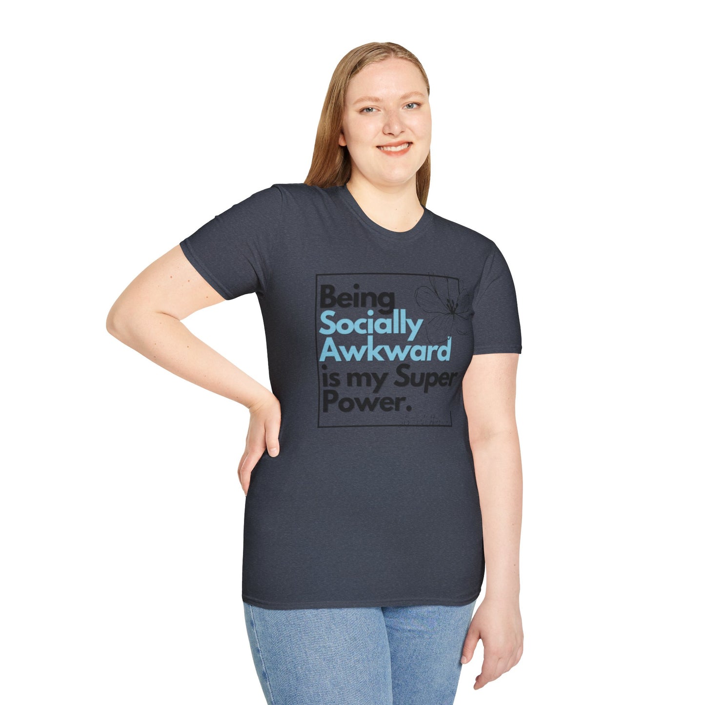Being Socially Awkward is my Super Power Unisex Softstyle T-Shirt- Boxed Floral