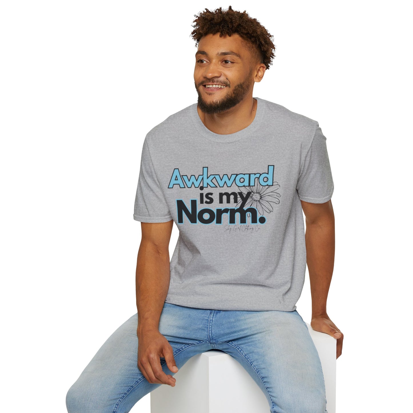 Awkward is my Norm Blue Unisex Softstyle T-Shirt- Floral