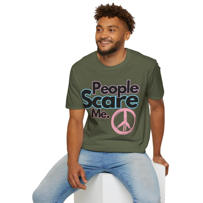 People Scare Me Unisex Softstyle T-Shirt- Peace Sign