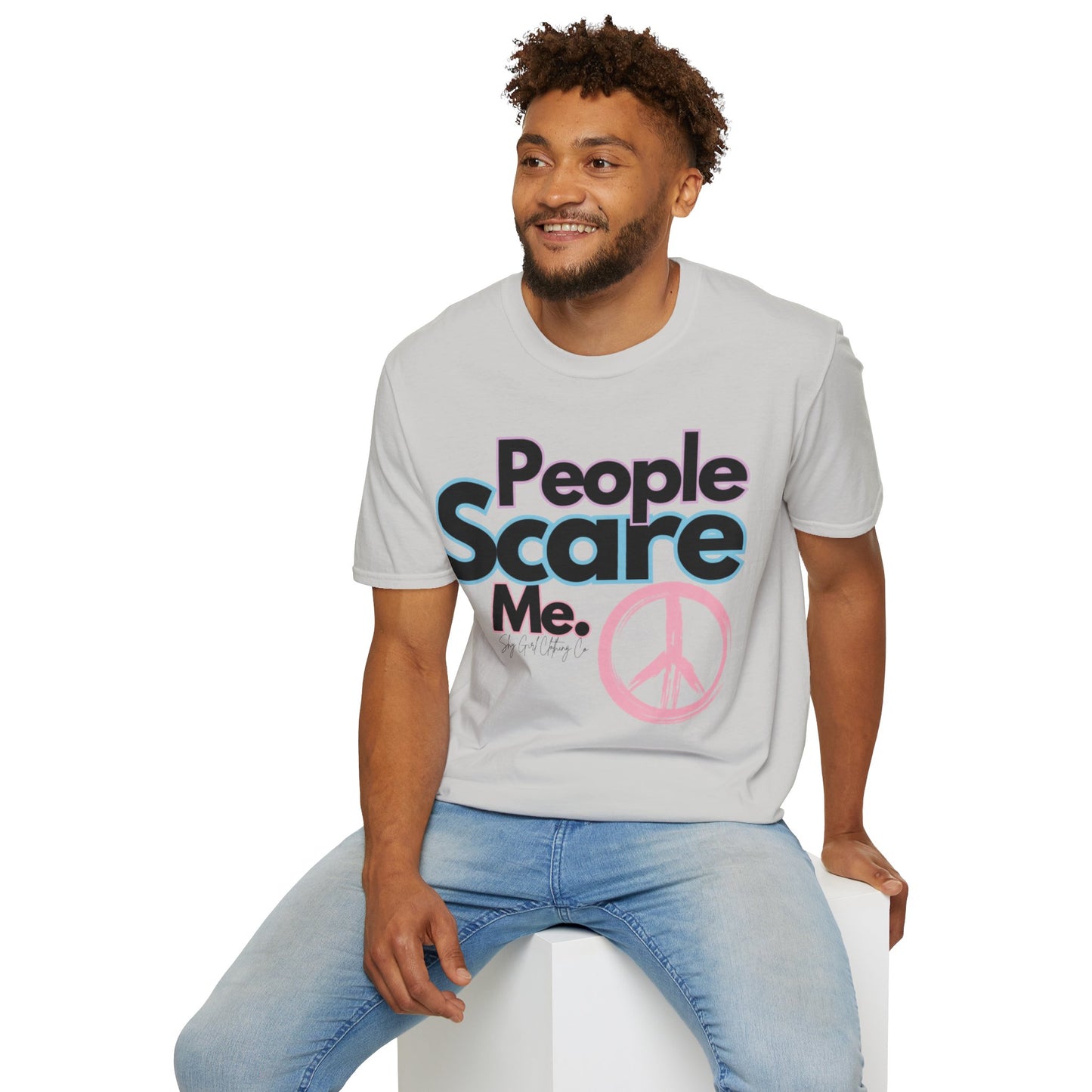People Scare Me Unisex Softstyle T-Shirt- Peace Sign