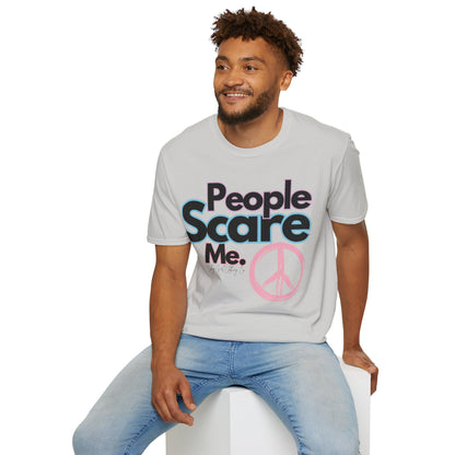 People Scare Me Unisex Softstyle T-Shirt- Peace Sign