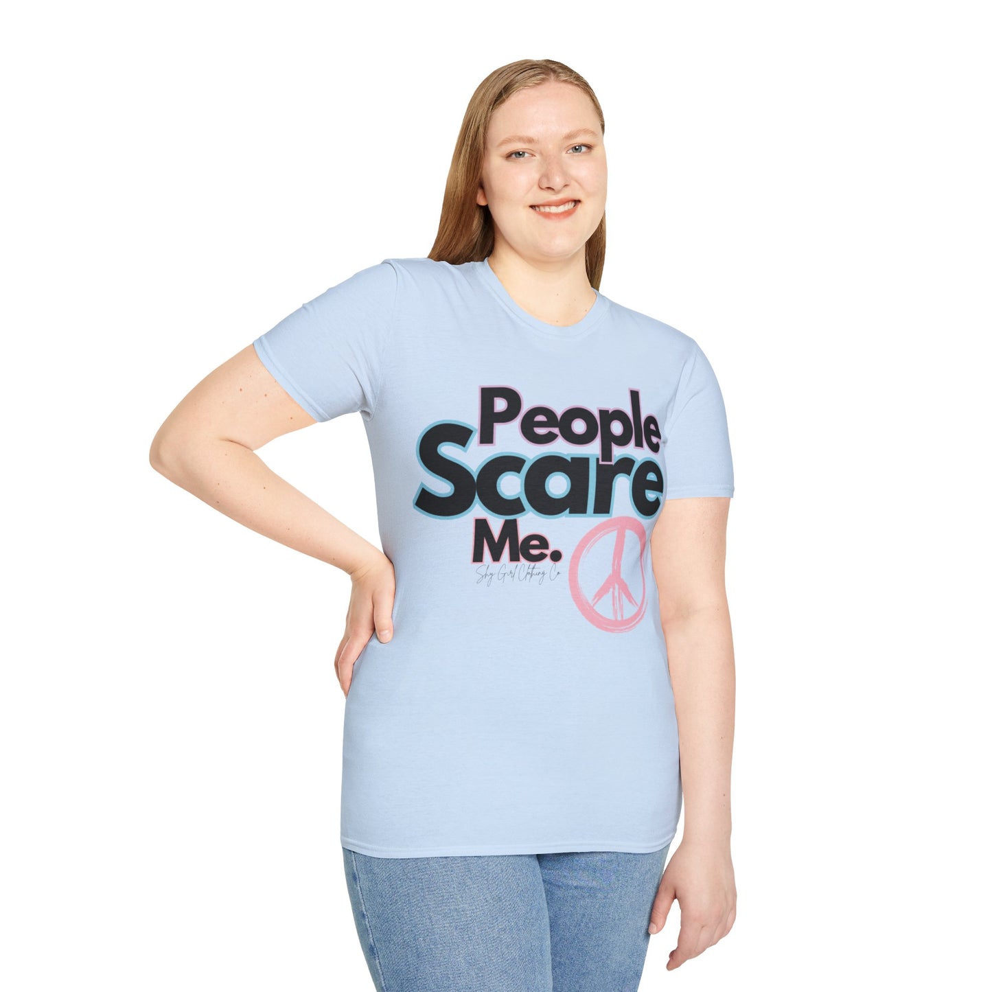 People Scare Me Unisex Softstyle T-Shirt- Peace Sign