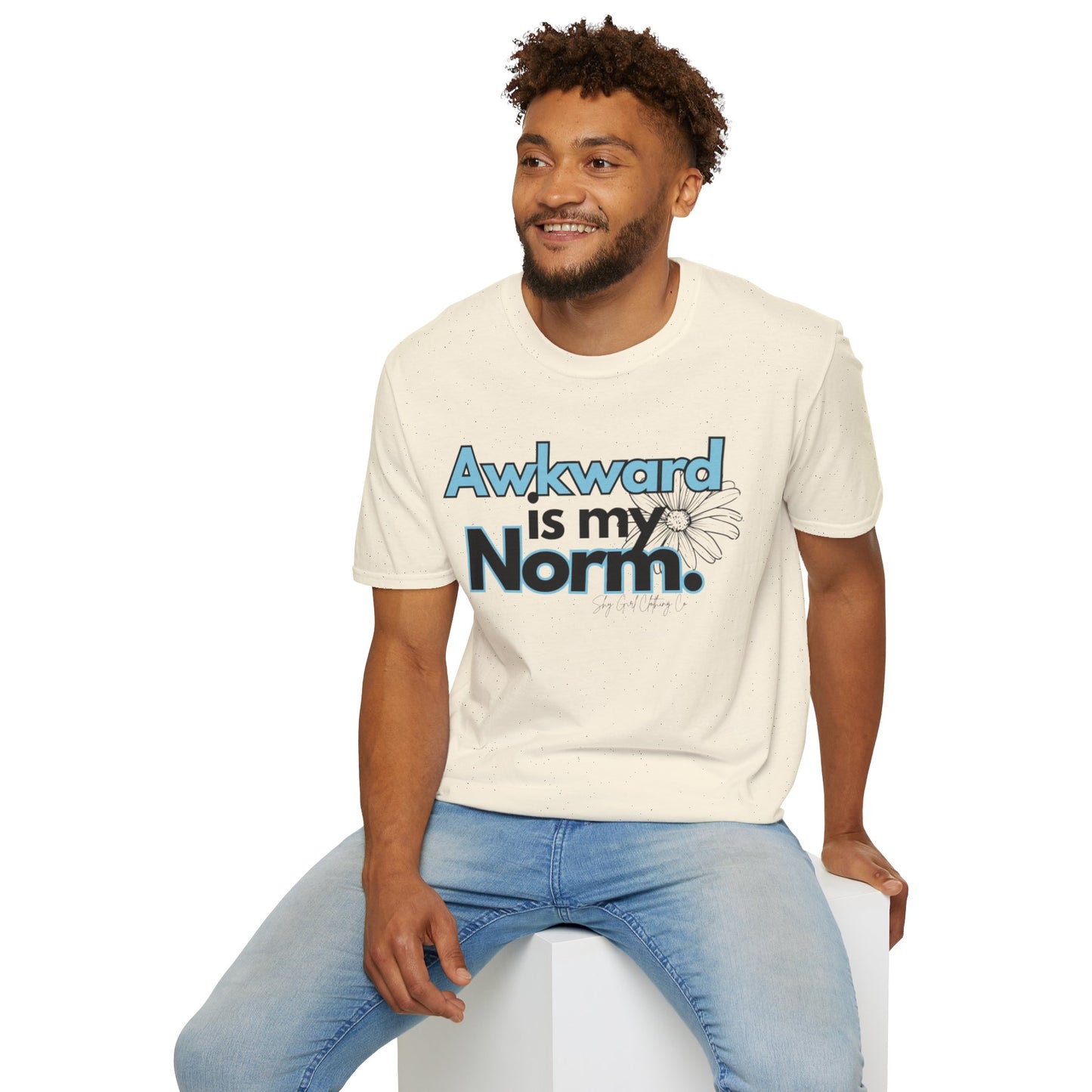 Awkward is my Norm Blue Unisex Softstyle T-Shirt- Floral