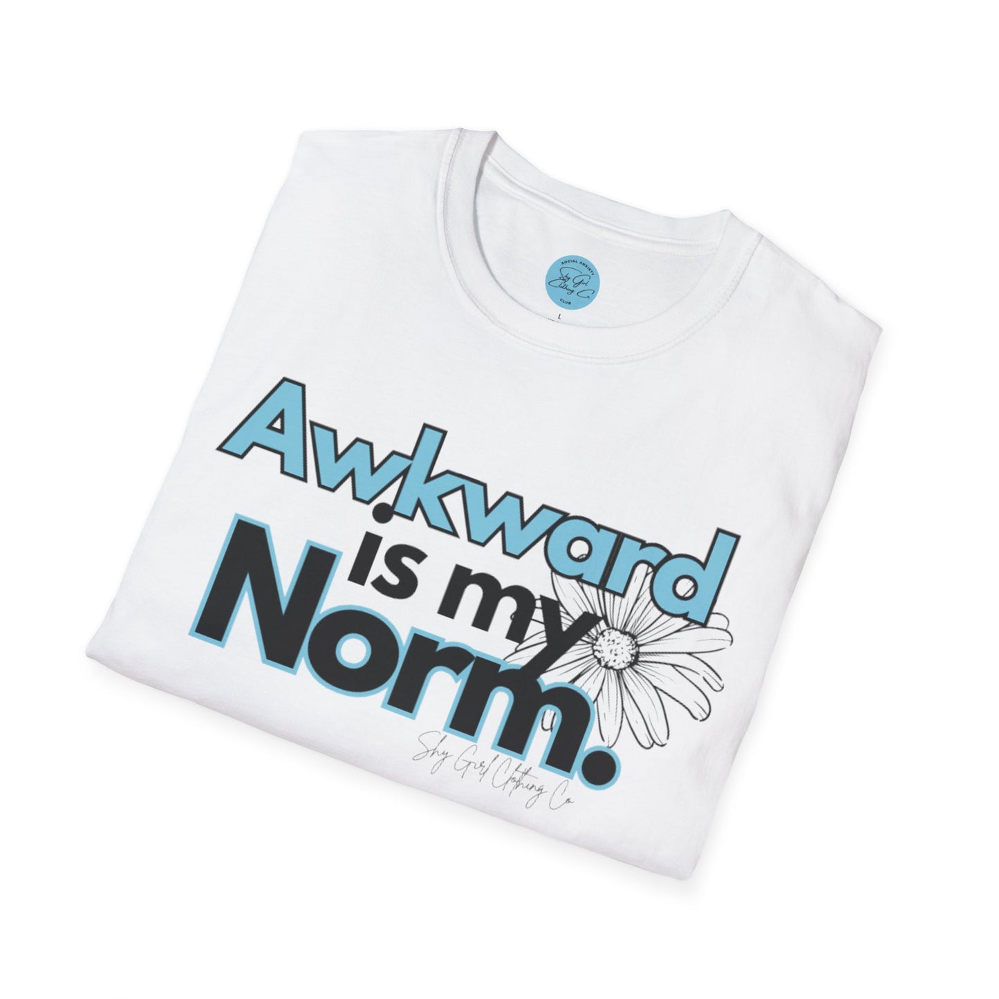 Awkward is my Norm Blue Unisex Softstyle T-Shirt- Floral
