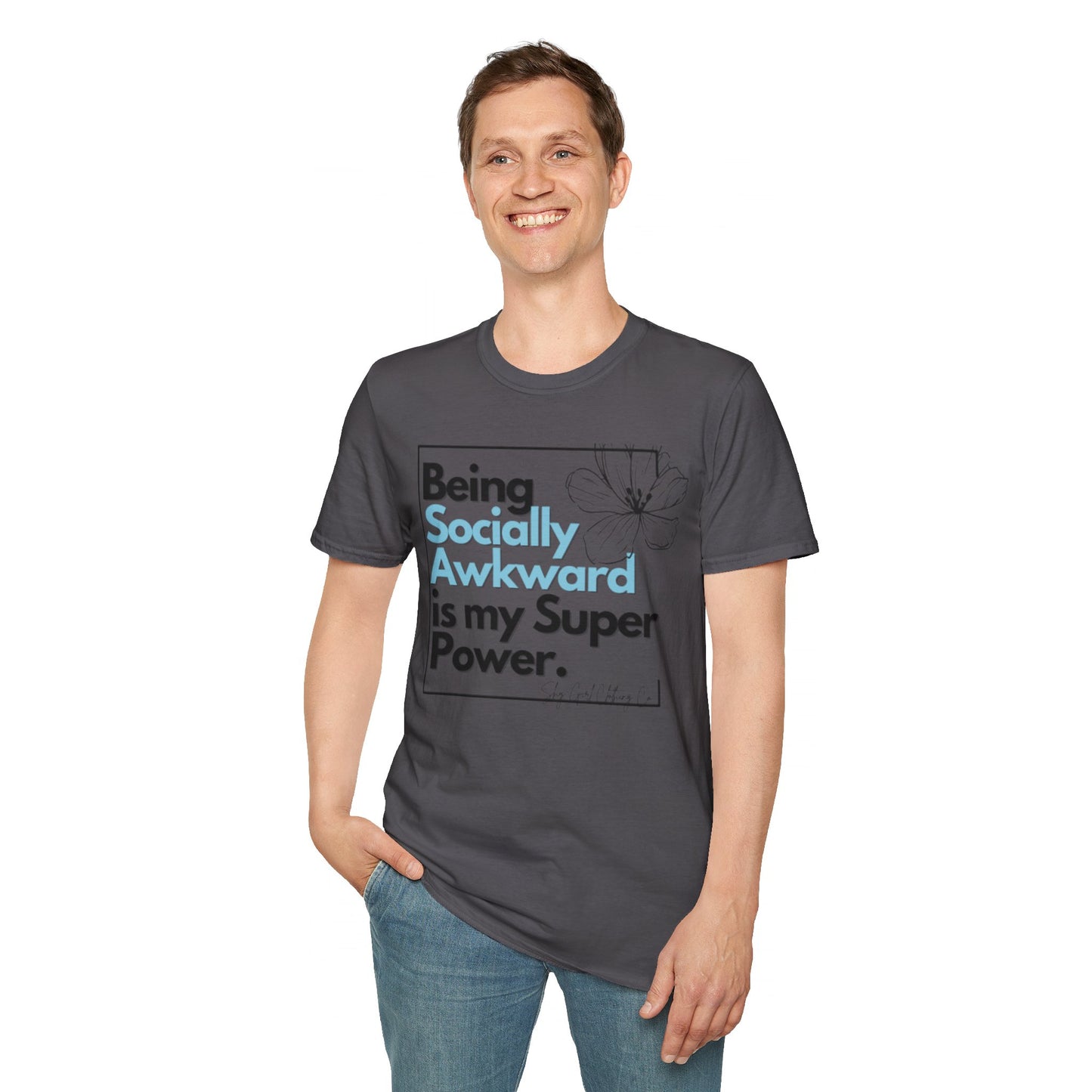Being Socially Awkward is my Super Power Unisex Softstyle T-Shirt- Boxed Floral