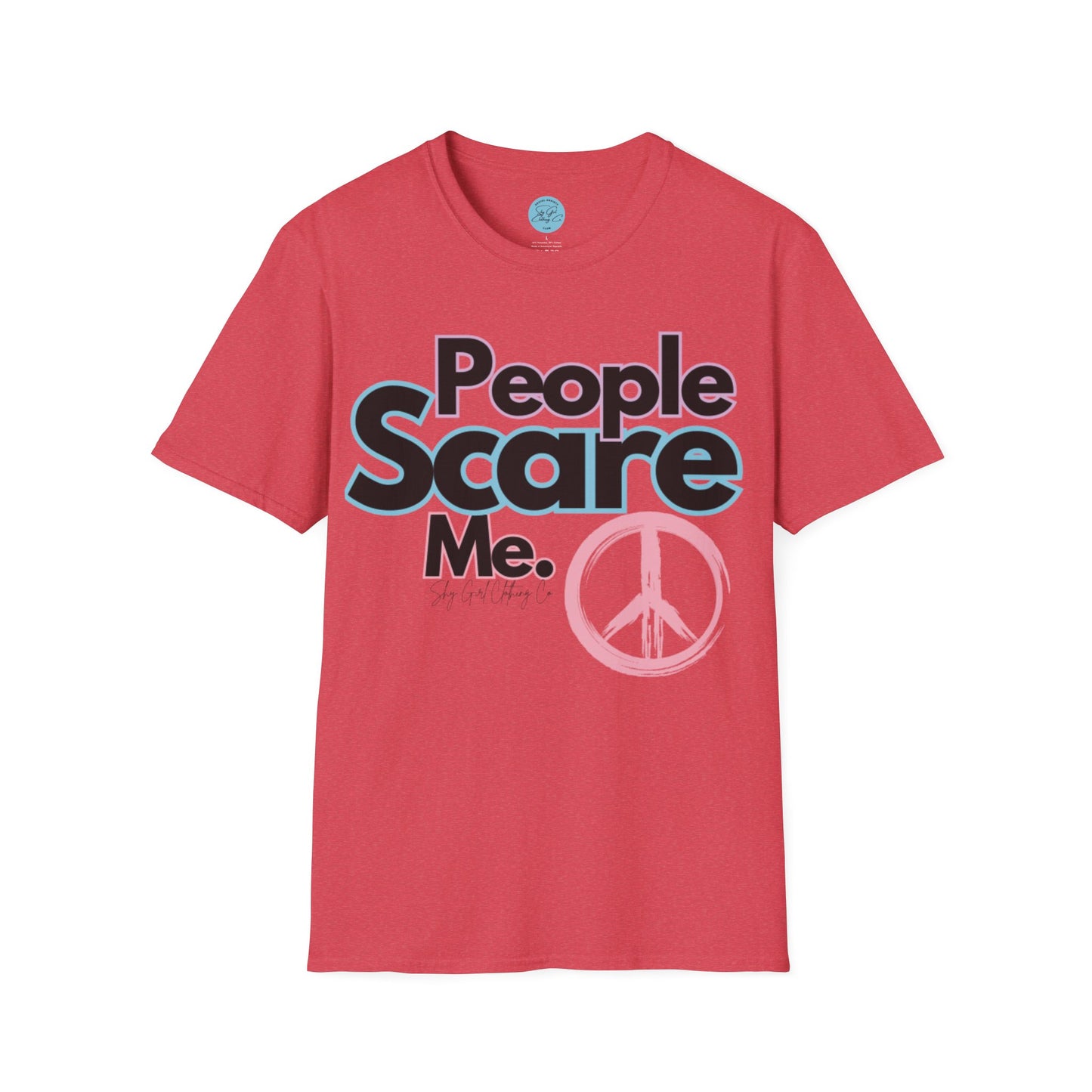 People Scare Me Unisex Softstyle T-Shirt- Peace Sign