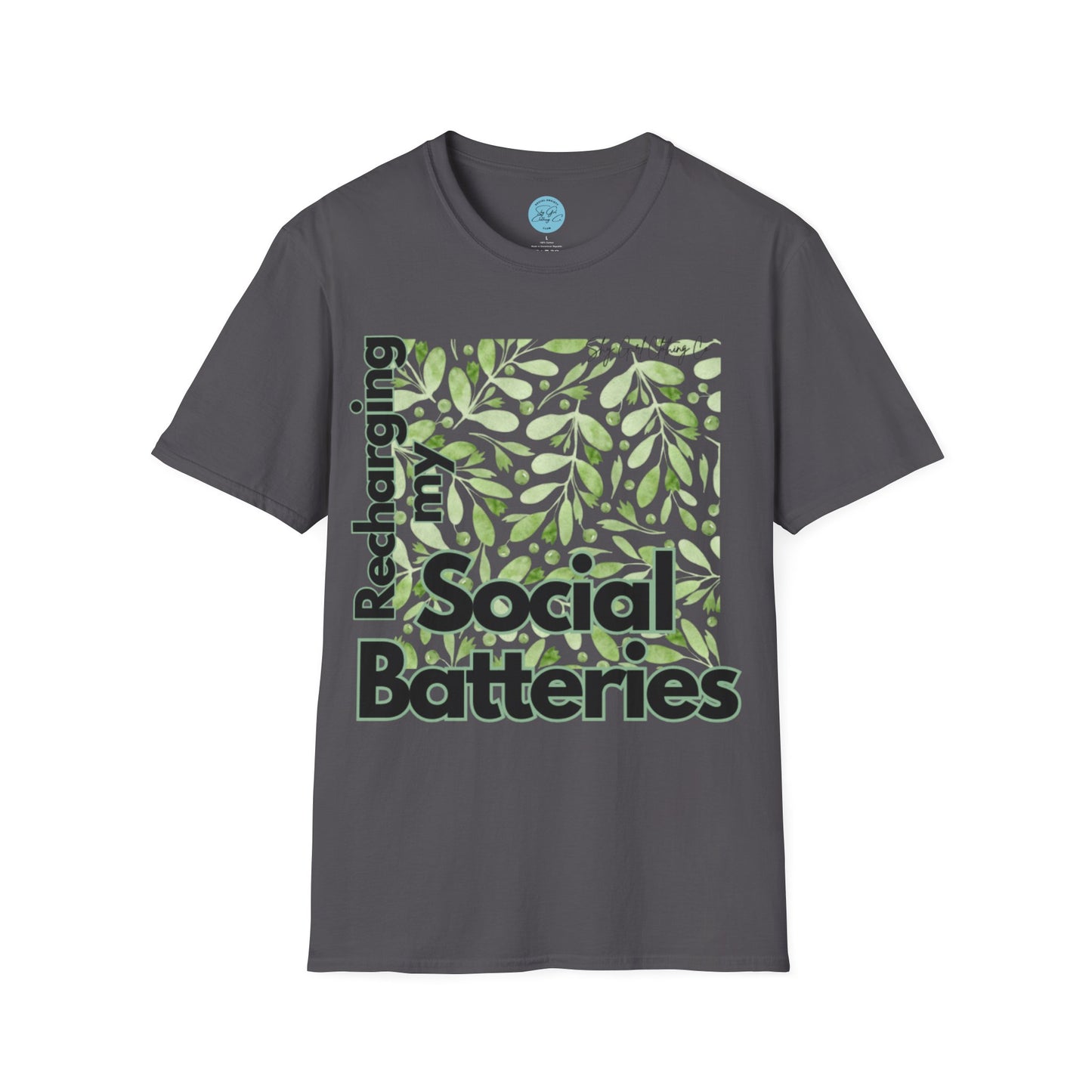 Recharging my Social Batteries Unisex Softstyle T-Shirt- Floral