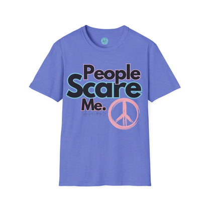 People Scare Me Unisex Softstyle T-Shirt- Peace Sign