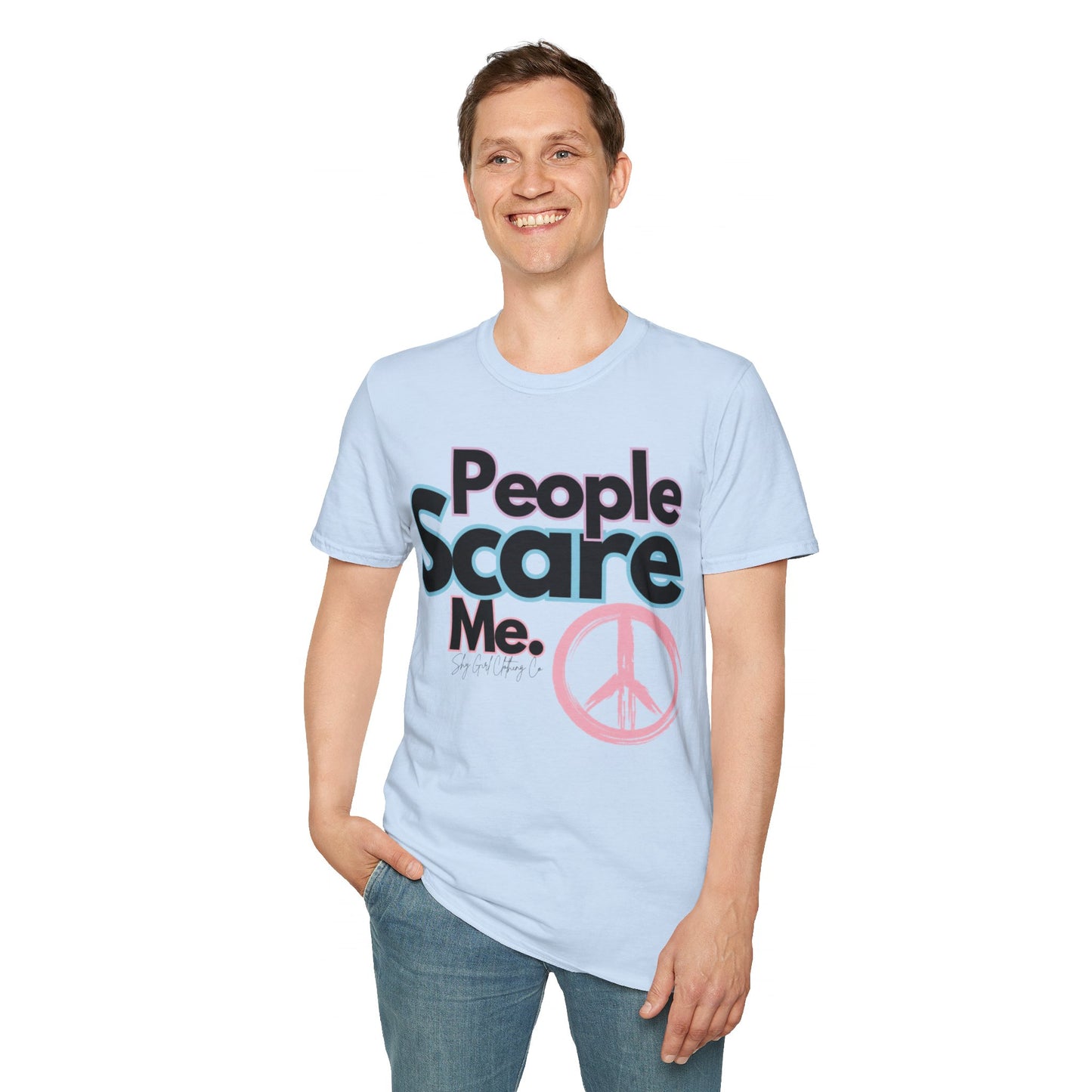 People Scare Me Unisex Softstyle T-Shirt- Peace Sign