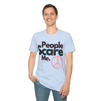 People Scare Me Unisex Softstyle T-Shirt- Peace Sign