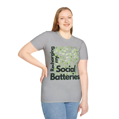 Recharging my Social Batteries Unisex Softstyle T-Shirt- Floral