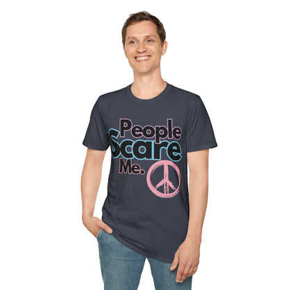 People Scare Me Unisex Softstyle T-Shirt- Peace Sign