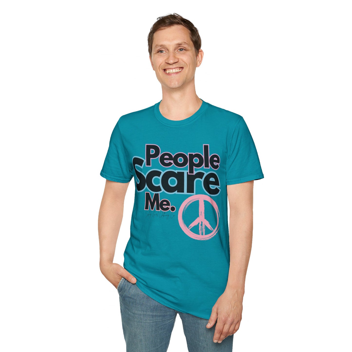 People Scare Me Unisex Softstyle T-Shirt- Peace Sign