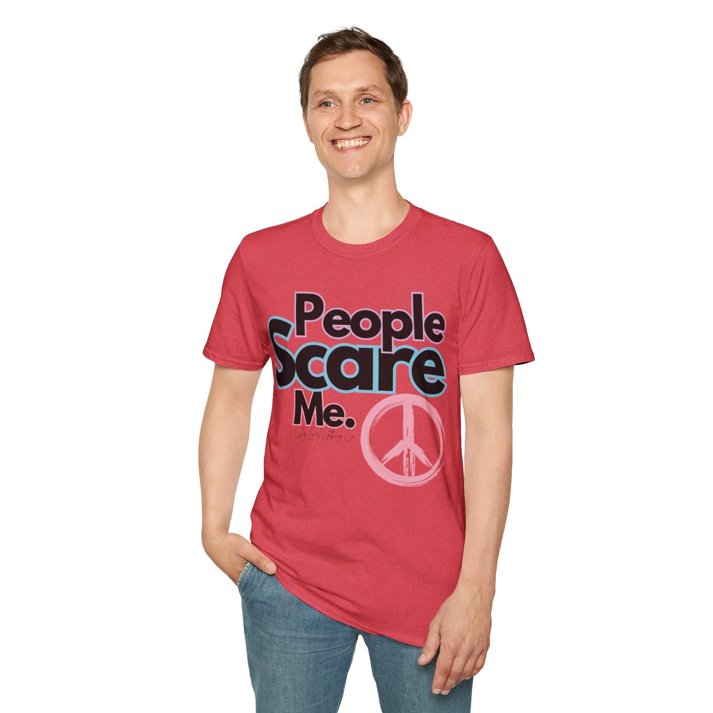 People Scare Me Unisex Softstyle T-Shirt- Peace Sign