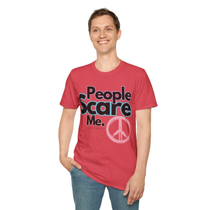 People Scare Me Unisex Softstyle T-Shirt- Peace Sign